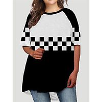 Women's Plus Size Dress T Shirt Dress Tee Dress Short Mini Dress Half Sleeve Graphic Geometric Print Basic Fall Spring Summer White Gray XL XXL 3XL 4XL 5XL Lightinthebox - thumbnail