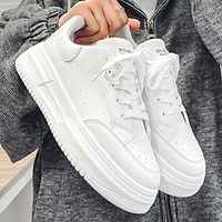 Men's Sneakers Plus Size White Shoes Walking Casual Daily Leather Comfortable Booties  Ankle Boots Loafer Black White Spring Fall Lightinthebox - thumbnail