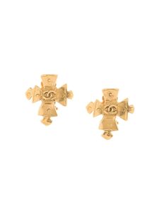 Chanel Pre-Owned cross CC earrings - GOLD