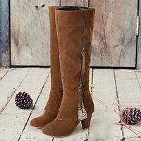 Women's Boots Plus Size Riding Boots Heel Boots Outdoor Daily Knee High Boots Buckle Kitten Heel Round Toe Vintage Fashion Minimalism Faux Leather Zipper Black Army Green Brown miniinthebox