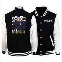 Jujutsu Kaisen Coat Letterman Jackets Anime Graphic Outerwear For Men's Women's Unisex Adults' Hot Stamping 100% Polyester Party Casual Daily miniinthebox