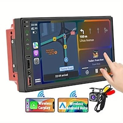 Upgrade Wireless CarPlay/Android Auto 7 Inch Double Din Car Stereo0With LCD Touchscreen FM/AM Radio BT 5.1 Type-C Charge Phone-Link miniinthebox