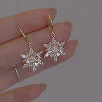 Women's Stud Earrings Drop Earrings Hoop Earrings Retro Snowflake Vintage Cute Stylish Luxury Elegant Earrings Jewelry Gold For Party Christmas Daily Holiday Festival 1 Pair Lightinthebox - thumbnail
