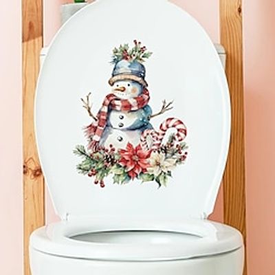 Christmas Snowman Flower Sticker Children's Room Toilet Sticker Home Decoration Xmas Wall Sticker miniinthebox