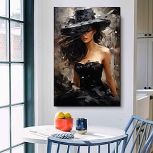 Handmade Oil Painting Canvas Wall Art Decoration Abstract Figure Portrait Fashion Girl for Home Decor Rolled Frameless Unstretched Painting Lightinthebox