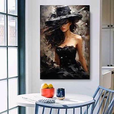Handmade Oil Painting Canvas Wall Art Decoration Abstract Figure Portrait Fashion Girl for Home Decor Rolled Frameless Unstretched Painting miniinthebox Handmade Oil Painting Canvas Wall Art Decoration Abstract Figure Portrait Fashion Girl for Home Decor Rolled Frameless Unstretched Painting miniinthebox
