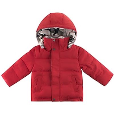 Kids Boys Hoodie Jacket Outerwear Solid Color Long Sleeve Zipper Coat Outdoor Adorable Daily Black Red Winter 3-7 Years Lightinthebox
