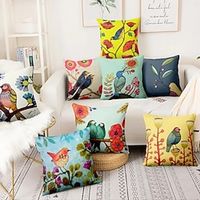Double Side Cushion Cover 1PC Soft Decorative Square Throw Pillow Cover Cushion Case Pillowcase for Sofa Bedroom Superior Quality Machine Washable Pastoral Bird miniinthebox - thumbnail