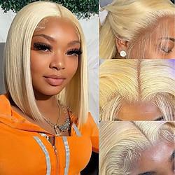 Blonde Bob Wig Human Hair 613 Bob Lace Front Wig Human Hair 13X4 Blonde Bob lace Front Wig Human Hair Pre Plucked Clored Bob Wig with Baby Hair 180% 10-12 inch Lightinthebox