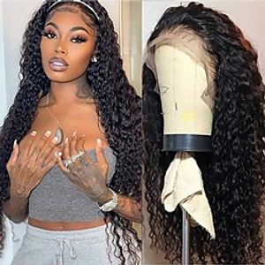 Lace Front Wigs Human Hair for Black Women 13x4 Deep Wave Lace Front Wigs Human Hair Pre Plucked Wet and Wavy Lace Frontal Wigs 150% Density Brazilian Human Hair Wigs 10inch - 30inch Lightinthebox