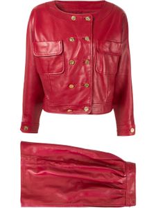 Chanel Pre-Owned CC logos setup suit jacket skirt - Red