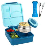 Eazy Kids 3/4 Jumbo Lunch Box With Bowl Spoon & Fork - Blue