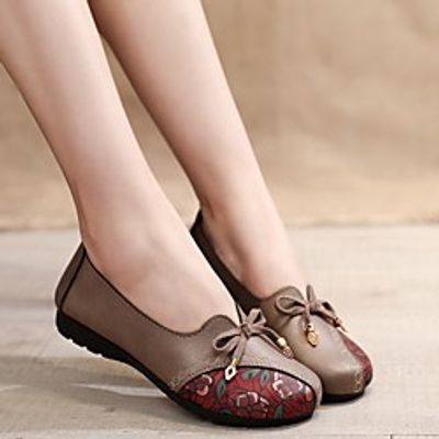 Women's Sneakers Comfort Shoes Flat Heel Round Toe Chinoiserie Canvas Floral Black Red Khaki miniinthebox