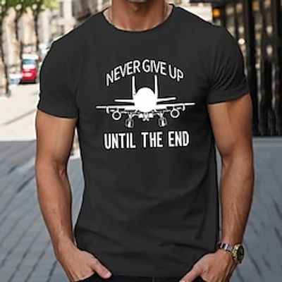 Letter Airplane Black White Gray T shirt Tee Men's Graphic Cotton Blend Shirt Sports Classic Shirt Short Sleeve Comfortable Tee Sports Outdoor Holiday Summer Fashion Designer Clothing S M L XL XXL Lightinthebox