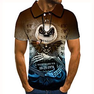 Men's Polo 3D Print Graphic Prints Skeleton Button-Down Short Sleeve Street Tops Casual Fashion Cool Brown Lightinthebox