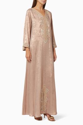 Moroccan Style Kaftan in Hand Embroidered Silk Moroccan Style Kaftan in Hand Embroidered Silk