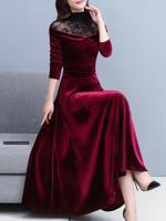 Autumn over-the-knee dress women new middle-aged temperament noble gold velvet long western style skirt