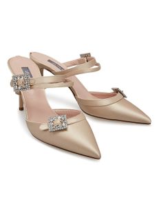 Lyric Satin Mules - Nude