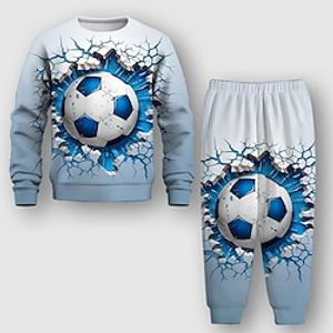 Boys 3D Football Sweatshirt  Sweatpants Set Long Sleeve 3D Printing Spring Fall Active Fashion Cool Polyester Kids 3-12 Years Crew Neck Outdoor Street Vacation Regular Fit Lightinthebox