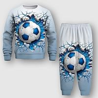 Boys 3D Football Sweatshirt  Sweatpants Set Long Sleeve 3D Printing Spring Fall Active Fashion Cool Polyester Kids 3-12 Years Crew Neck Outdoor Street Vacation Regular Fit Lightinthebox - thumbnail
