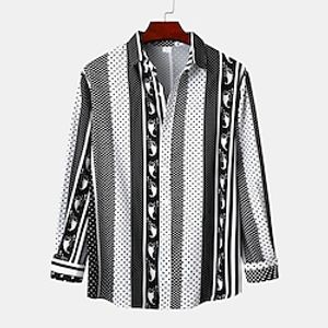 Men's Shirt Button Up Shirt Summer Shirt Casual Shirt Black White Red  White Dark Blue Gray Long Sleeve Striped Turndown Street Daily Clothing Apparel Stylish Casual Classic Lightinthebox