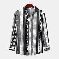 Men's Shirt Button Up Shirt Summer Shirt Casual Shirt Black White Red  White Dark Blue Gray Long Sleeve Striped Turndown Street Daily Clothing Apparel Stylish Casual Classic Lightinthebox - thumbnail