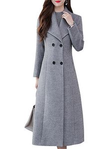 Women's Wool Coat Lapel Super Long Coat