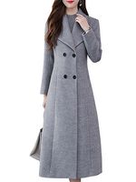 Women's Wool Coat Lapel Super Long Coat - thumbnail