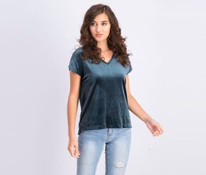 Womens Velvet Top  Teal Blue