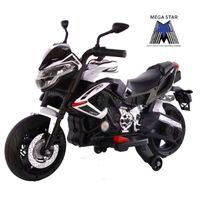 Megastar Ride On Kawasaki Styled 12 V Ride On Motorcycle Rubber Tires Hand Driven - White (UAE Delivery Only)
