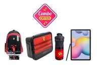 Ferrari flag backpack with pencil case + Lunch Box +Water Bottle + Samsung Tab Combo Offer