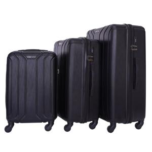 PARA JOHN 3-Piece Hard Side ABS Luggage Trolley Set 20 Inch, 24 Inch, 28 Inch Black