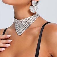 Choker Necklace Rhinestones Women's Luxury Layered Wedding Sector Necklace For Wedding Party Lightinthebox