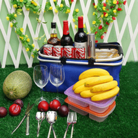 KCASA KC-BB474 Folding Picnic Basket Portable Insulated Camping Cooler Outdoor BBQ Food Organizer