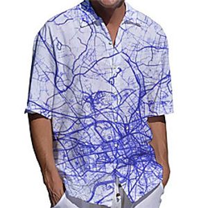 Men's Shirt 3D Print Crack Plus Size 3D Print Button-Down Short Sleeve Casual Tops Casual Fashion Breathable Comfortable White Lightinthebox