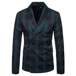 Men's Casual Blazer Regular Regular Fit Plaid  Check Green Red Navy Blue 2022 Lightinthebox