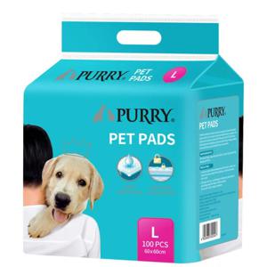 Purry Pet Training Pads Quick Absorbent , Leak Proof & 5 Layer With Floor Sticker 60x60 Cm - 100 Pcs