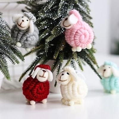 Christmas Decorations Solid Wool Felt Puncture Diy Handmade Sheep Little Sheep Christmas Decoration miniinthebox
