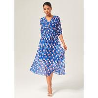 Geometric Color-Block Chiffon Maxi Dress