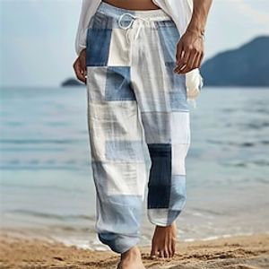 Plaid  Check Casual Men's 3D Print Pants Trousers Outdoor Daily Wear Streetwear Polyester Blue Purple Green S M L Medium Waist Elasticity Pants Lightinthebox