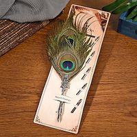 European-Style Retro Business Gift Set With Peacock Feather Quill Pen, Stainless Steel Nib And Inkwell - Perfect For Writing And Calligraphy, Ideal Birthday Present For Teachers, Parents, And Students miniinthebox - thumbnail