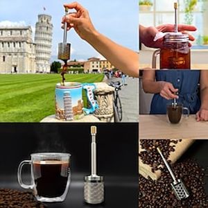 Final Press Coffee Infuser, Portable French Coffee and Tea Press Maker, Coffee Filter Reusable Wear-Stainless Steel for Trips, Camping, Work  School Lightinthebox