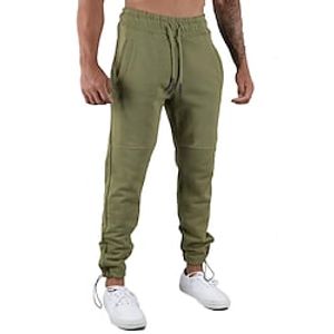 Men's Joggers Sweatpants Drawstring Side Pockets Bottoms Outdoor Athleisure Winter Cotton Breathable Soft Running Walking Jogging Sportswear Activewear Solid Colored Army Green Beige Grey Lightinthebox