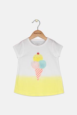 Baby Girls Ice Cream-Print T-Shirt Bright White Baby Girls Ice Cream-Print T-Shirt Bright White