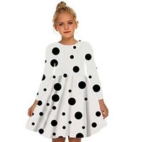 Girls' A Line Dress Long Sleeve Polka Dot 3D Printed Graphic Dresses Casual Sweet Knee-length Polyester Dress Summer Kids Sports  Outdoor Daily Regular Fit Print miniinthebox - thumbnail