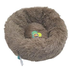 Nutrapet Grizzly Velor Plush Round Pet Bed Dark Beige Small - 50 x 15 cm