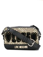 Love Moschino Love embroidered shoulder bag - Black