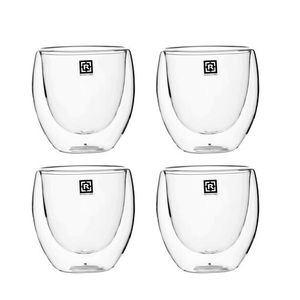 Double Wall Cup Set, 80ml Borosilicate Glass Cup-(RF10568)