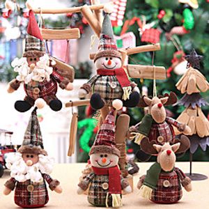 Christmas Tree Ornaments Cartoon Doll Snowflake Plaid Cloth Doll Christmas Tree Ornaments Children's Holiday Gifts Lightinthebox