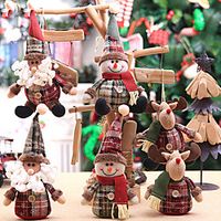 Christmas Tree Ornaments Cartoon Doll Snowflake Plaid Cloth Doll Christmas Tree Ornaments Children's Holiday Gifts Lightinthebox - thumbnail